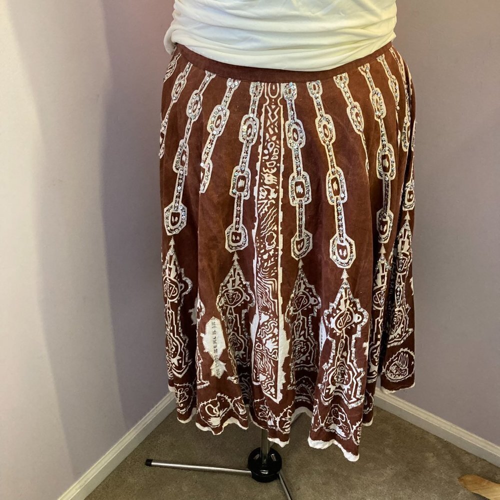 Vintage Mix Nouveau Cotton Skirt, Sequins, Size 12